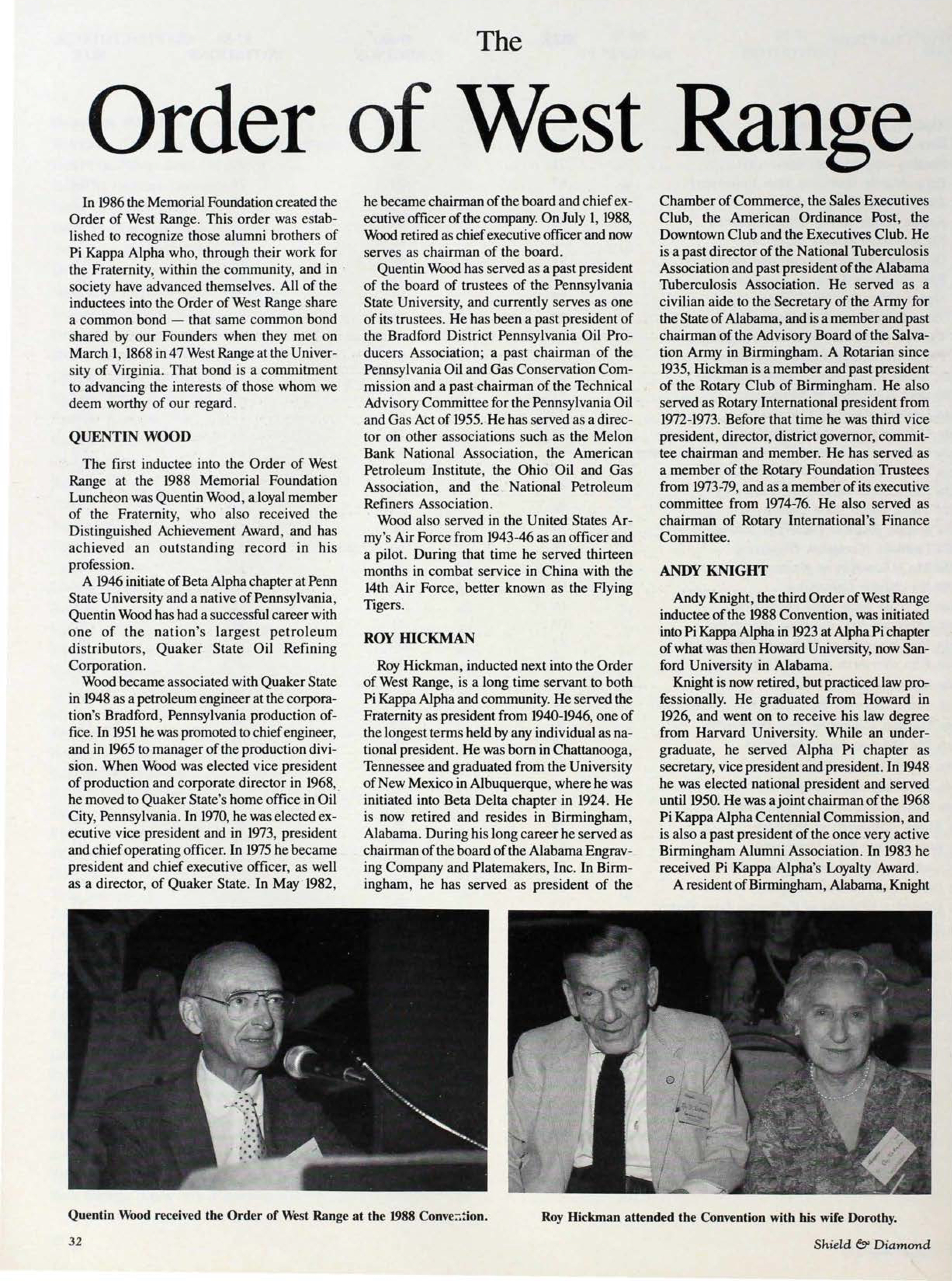 The Order of West Range